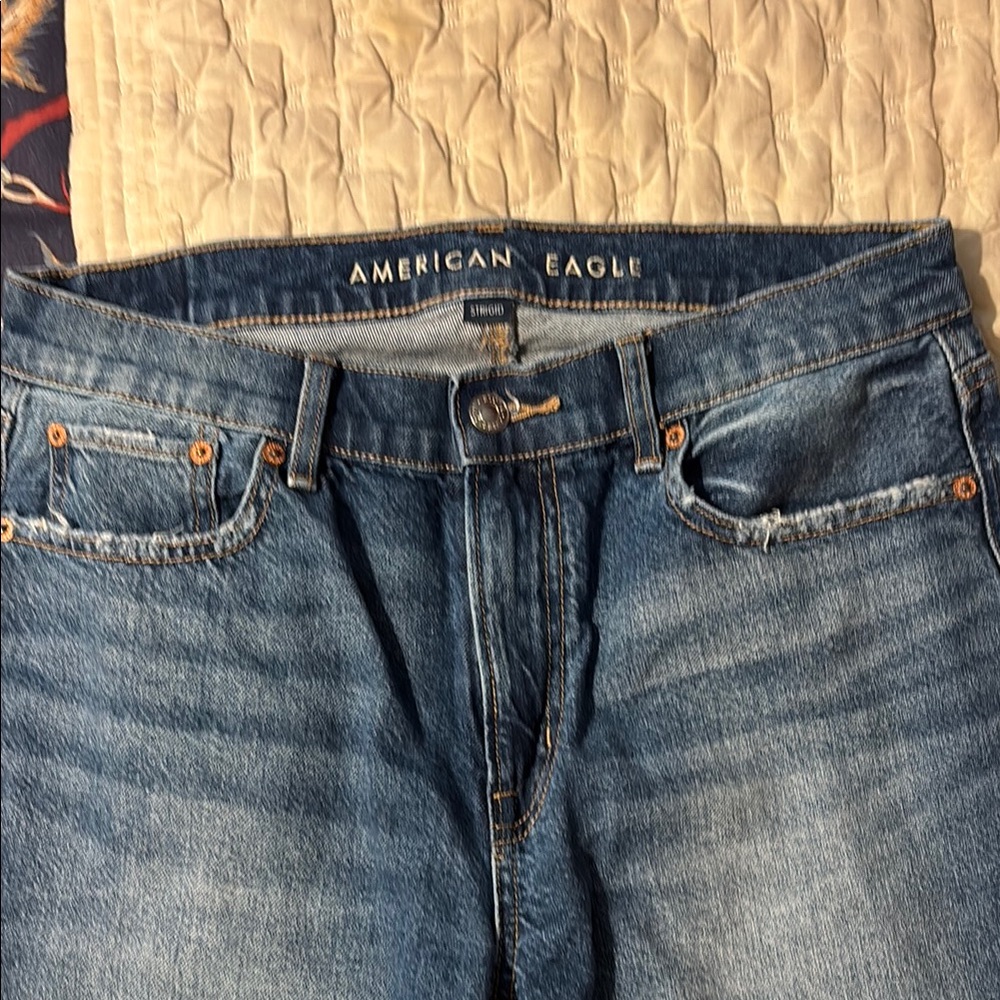 American Eagle Outfitters Blue Relaxed Jeans with Vintage Fading